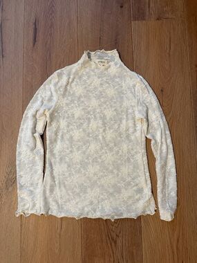 Umgee Cream Mock Neck Textured Long Sleeve Sweater